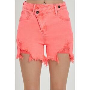 Women's Coral Distressed Denim Shorts